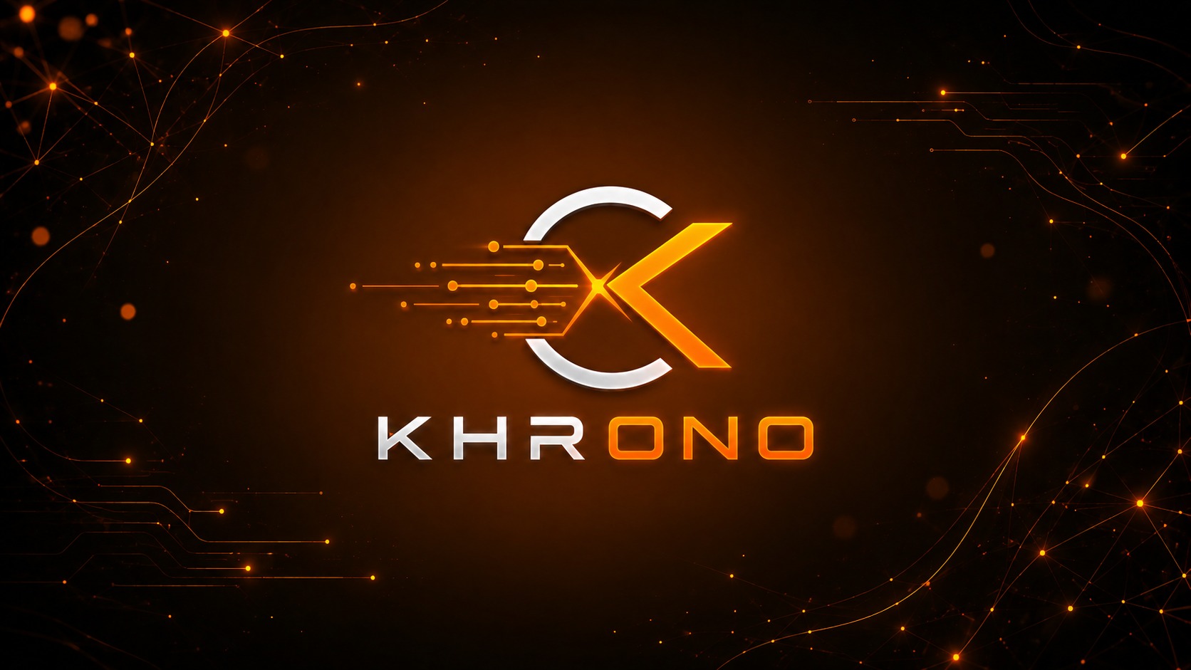 Logo de Khrono sobre una red neuronal tecnológica