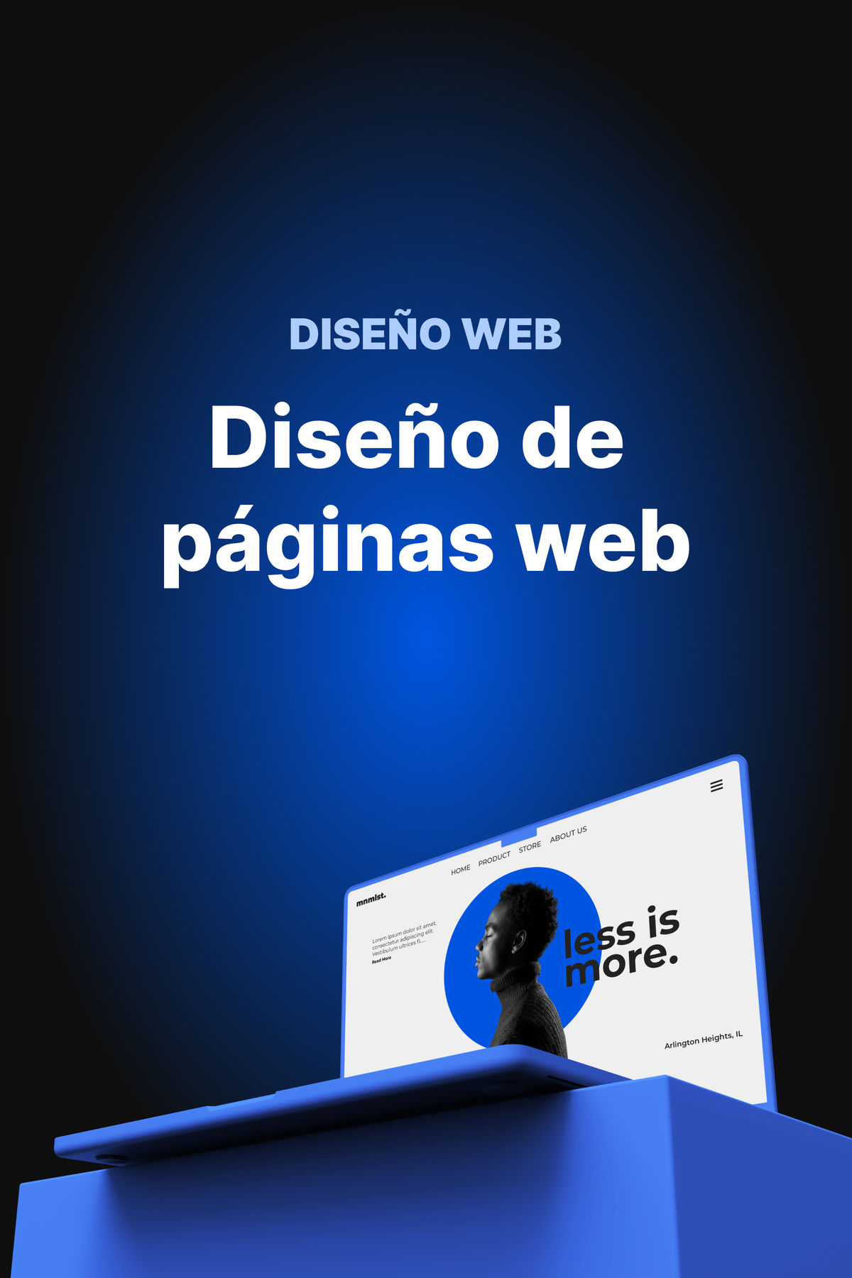 Mockup de diseño de página web en laptop