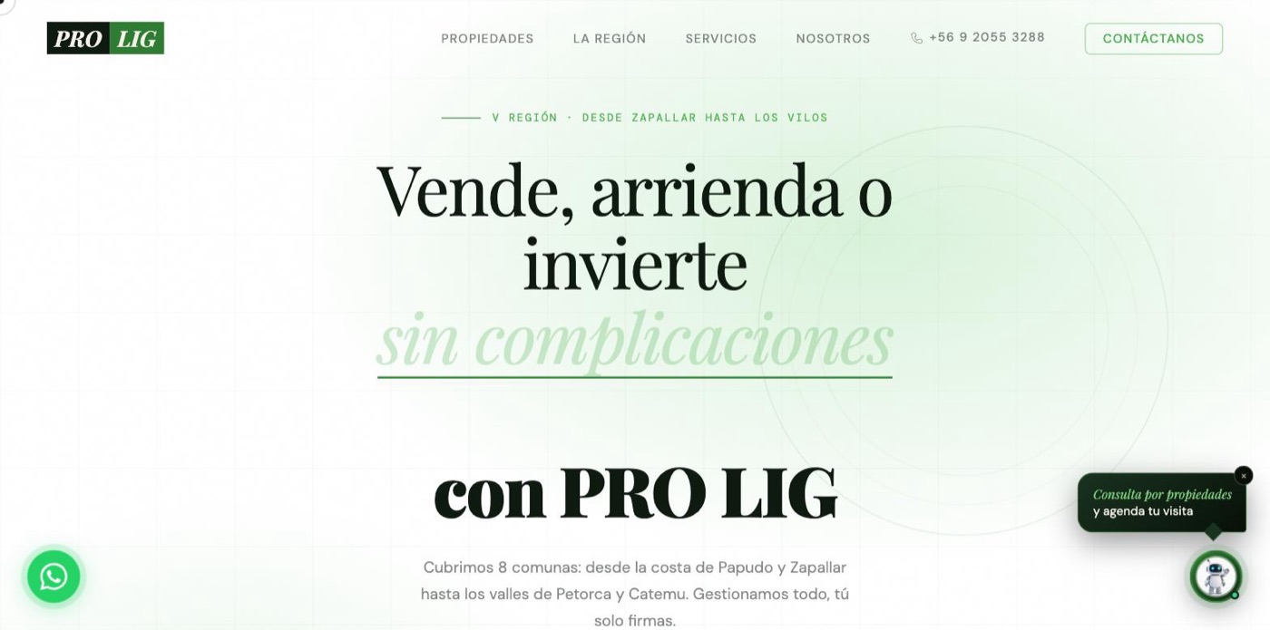Sitio real de Prolig, corredora de propiedades automatizada con Khrono
